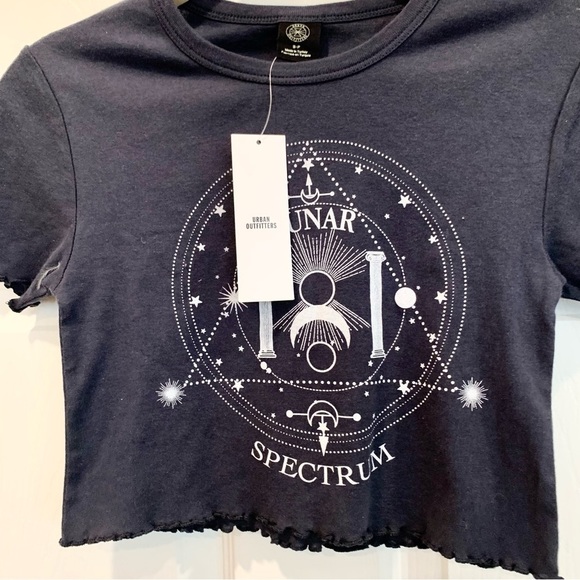 Dark Blue Lunar Spectrum Lettuce-Edge Crop Top Tee - Picture 7 of 9